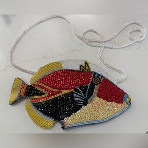 EUC Maui by Design beaded reef trigger fish bag purse